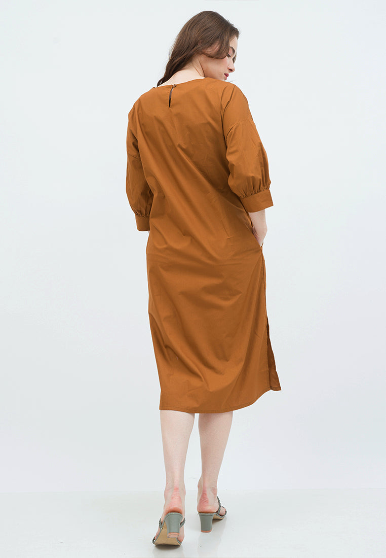 Shift Midi Dress with Side Slit