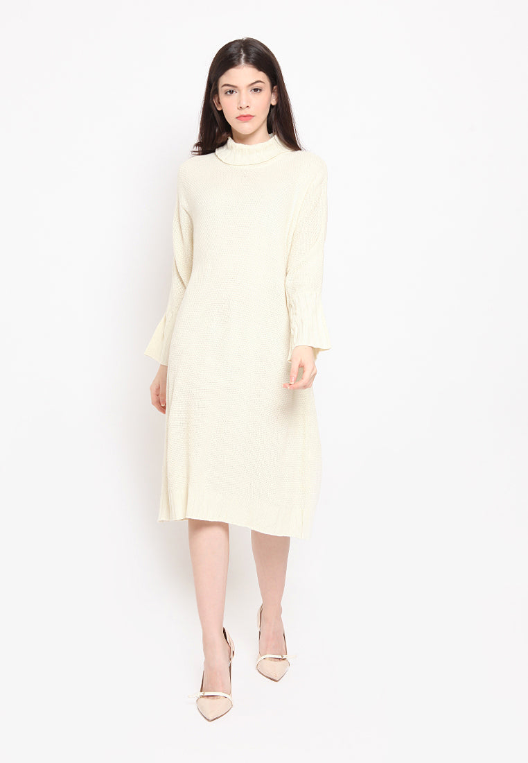 Mini Shift Dress with Rolled Neck