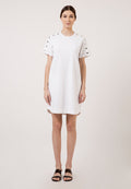 Off White Button Short Dress