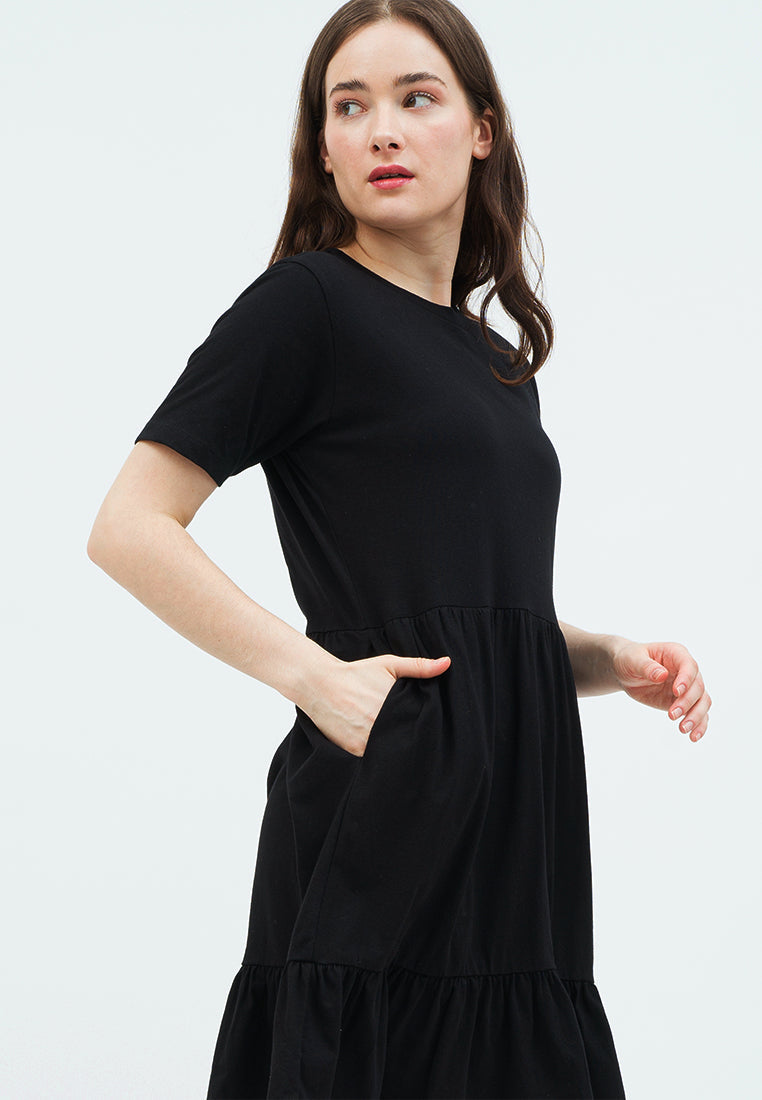 Mini Tiered Dress with Flounced Sleeves