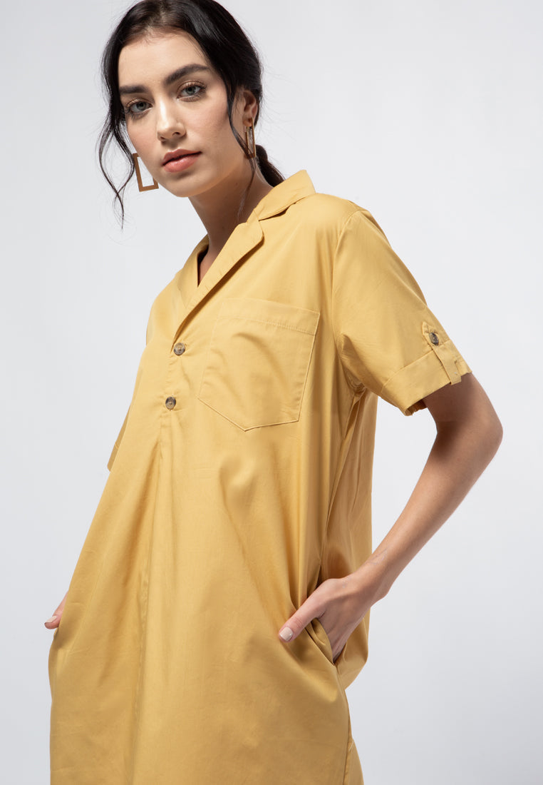 Short Dress with Notch Collar