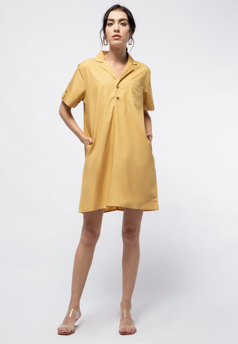 Short Dress with Notch Collar