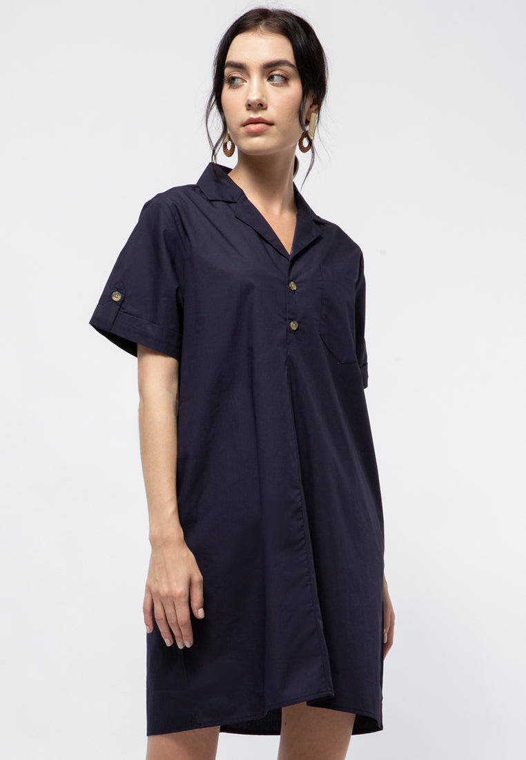 Short Dress with Notch Collar