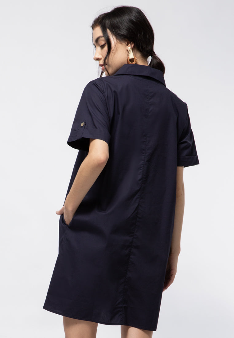 Short Dress with Notch Collar