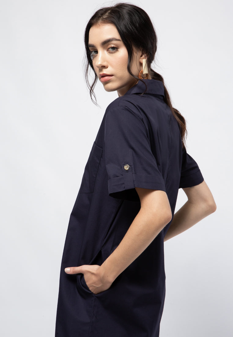 Short Dress with Notch Collar