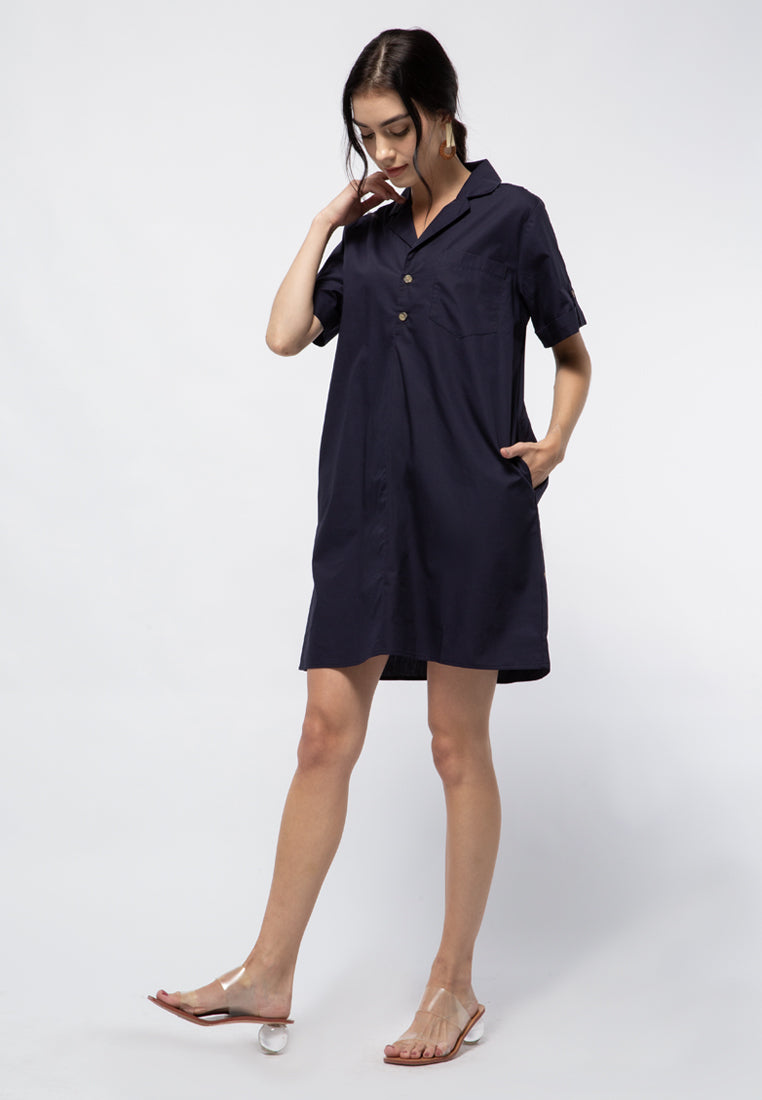Short Dress with Notch Collar
