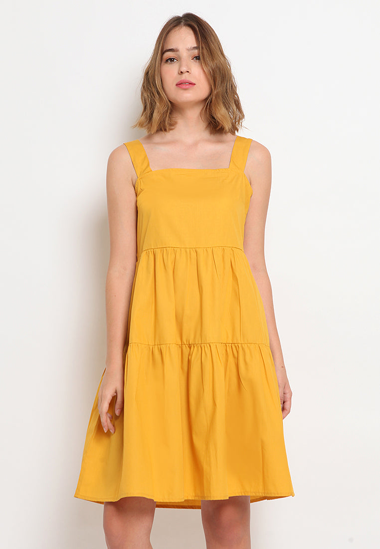 Square Neckline Tiered Dress