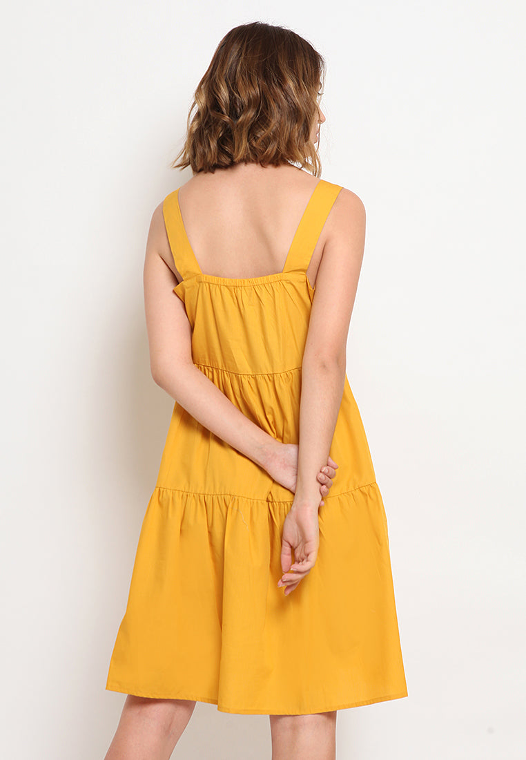 Square Neckline Tiered Dress