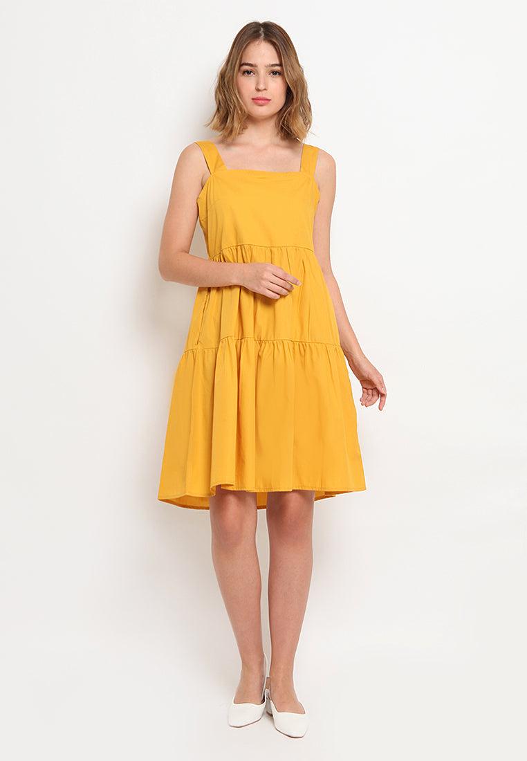 Square Neckline Tiered Dress