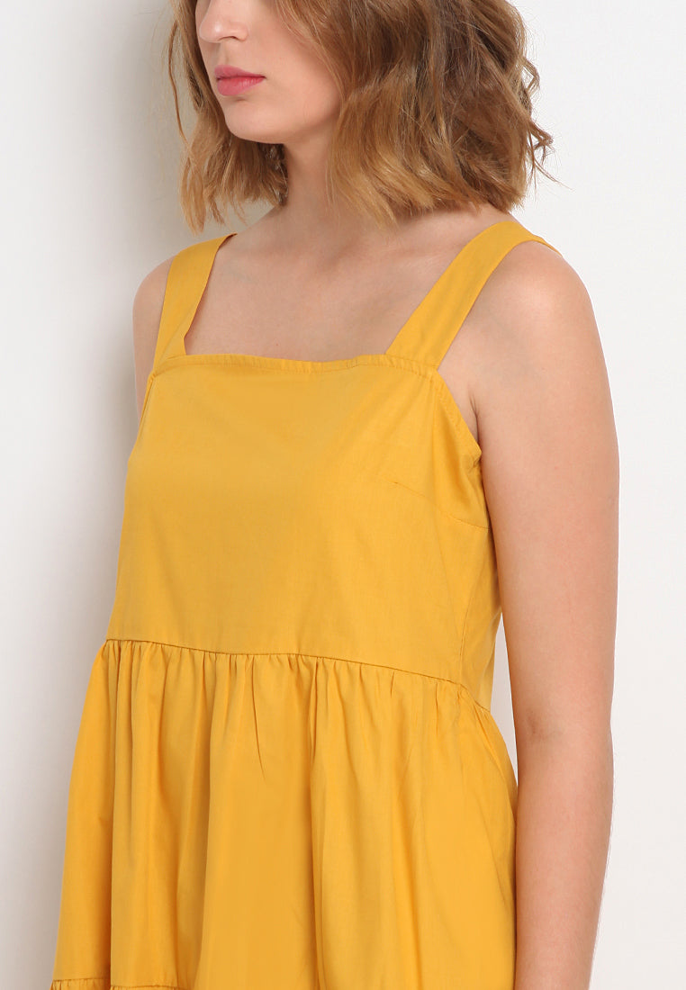 Square Neckline Tiered Dress