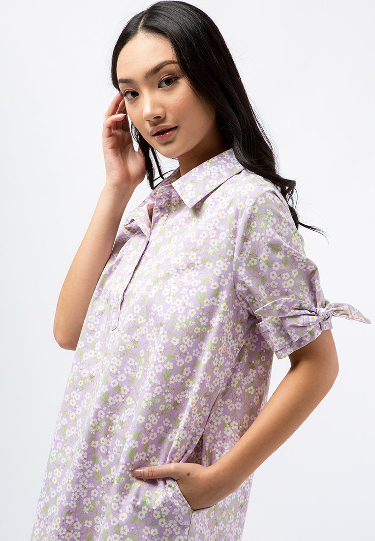 Knot Sleeve Mini Shift Dress