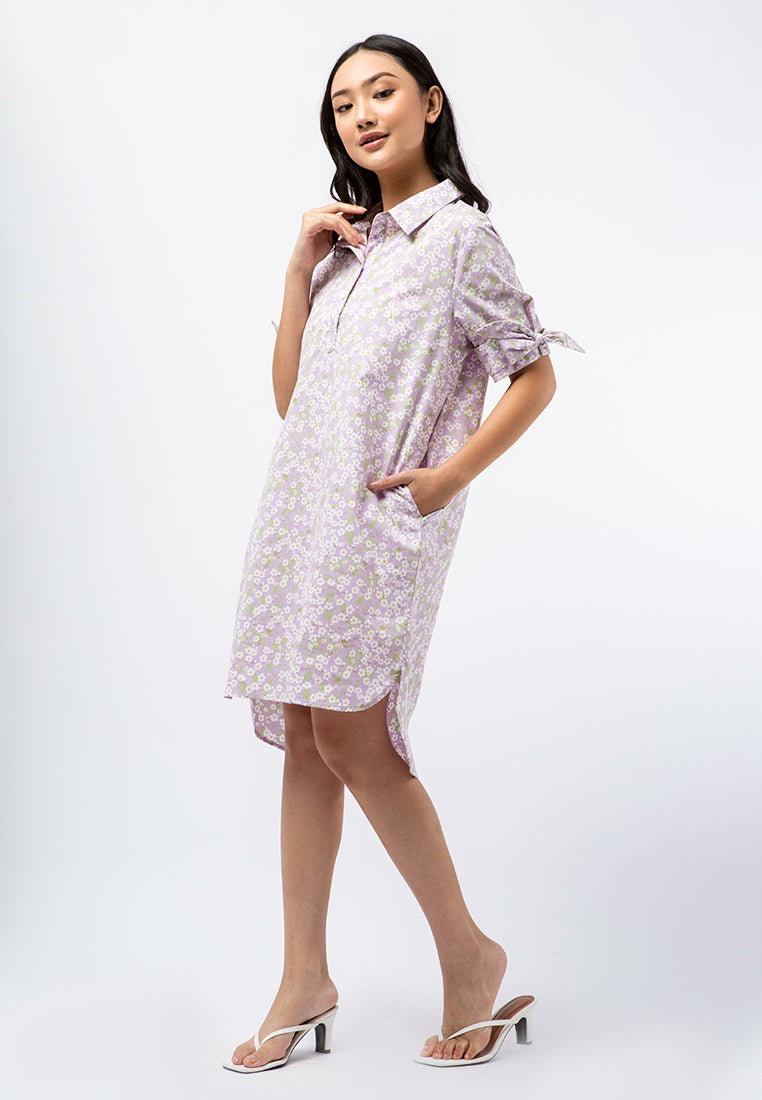 Knot Sleeve Mini Shift Dress