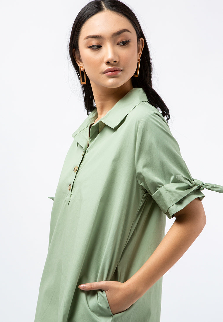 Knot Sleeve Mini Shift Dress