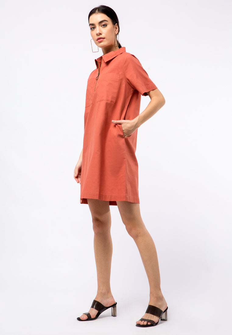 Mini Dress with Metal Zipper Opening