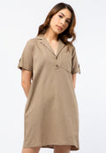 Short Sleeve Mini Dress with Pyjama Collar