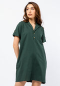 Short Sleeve Mini Dress with Pyjama Collar
