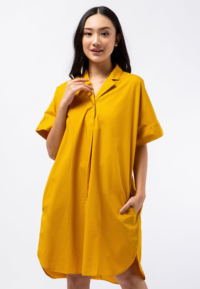 Pyjama Collar Shift Dress