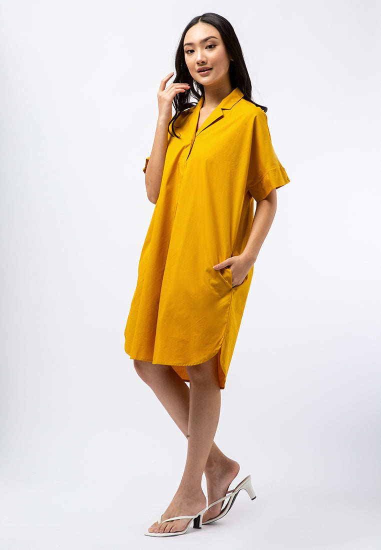 Pyjama Collar Shift Dress