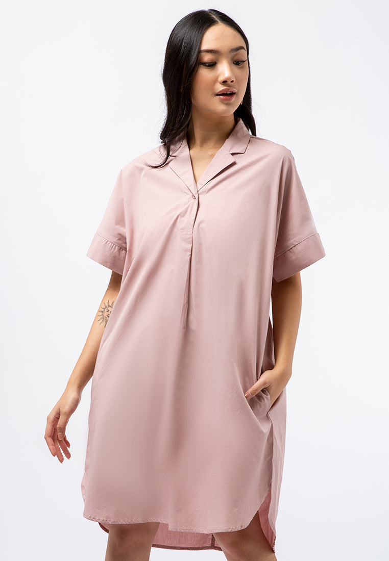 Pyjama Collar Shift Dress