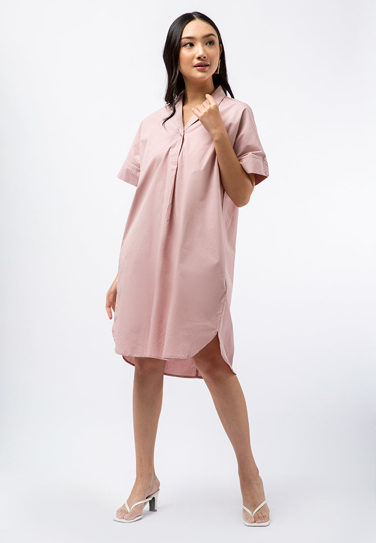 Pyjama Collar Shift Dress