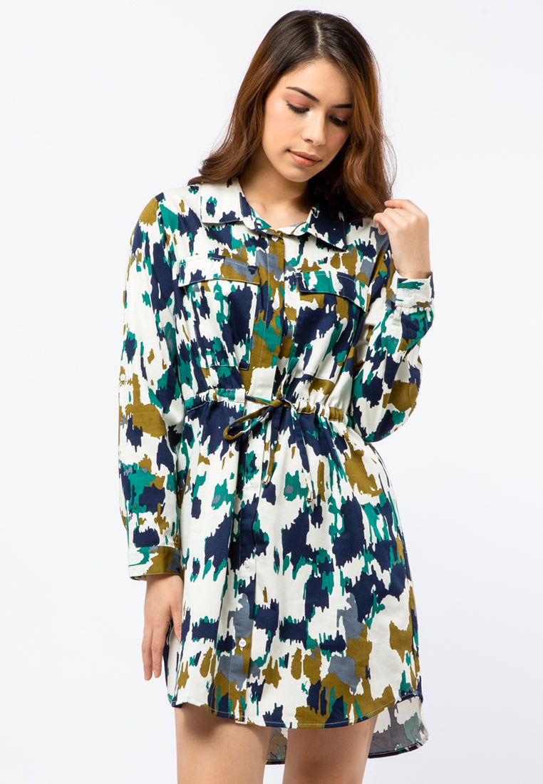 Printed Utility Mini Dress
