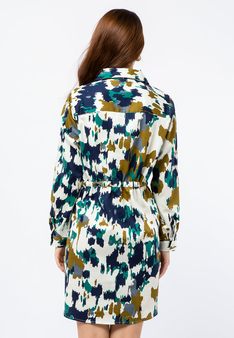 Printed Utility Mini Dress