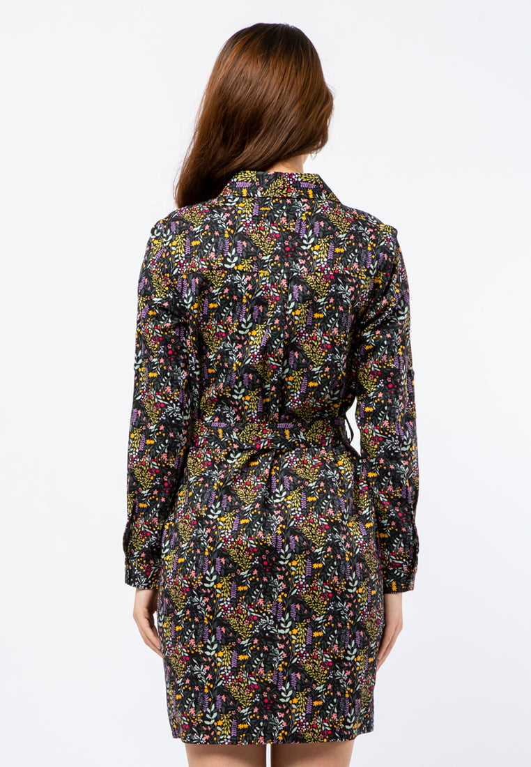 Long Sleeve Printed Mini Dress