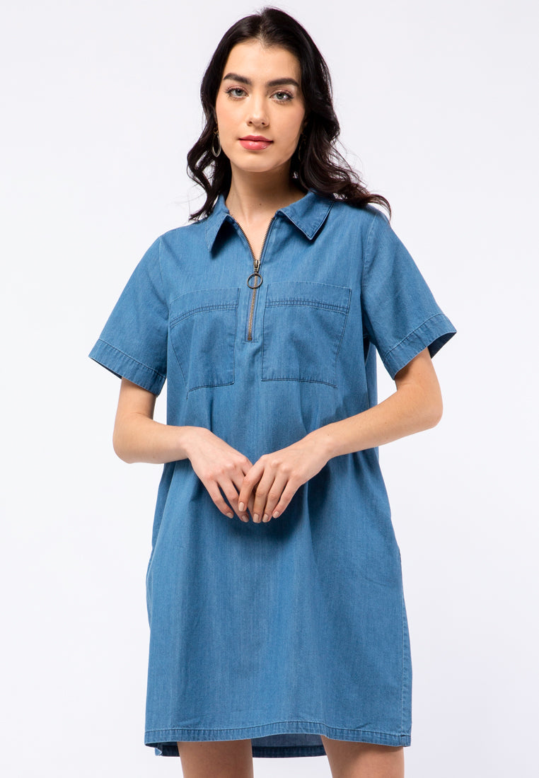 Mini Dress with Metal Zipper Opening