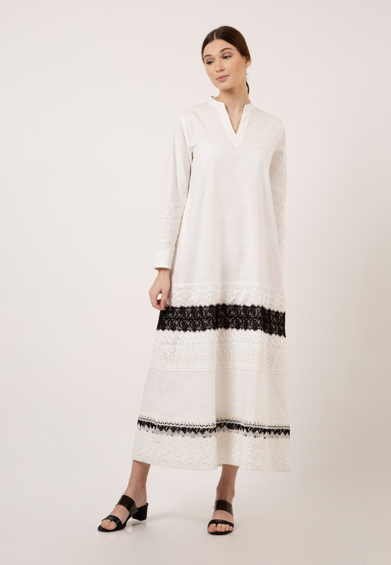 Wide Bottom Maxi Dress With Fancy Tape Details