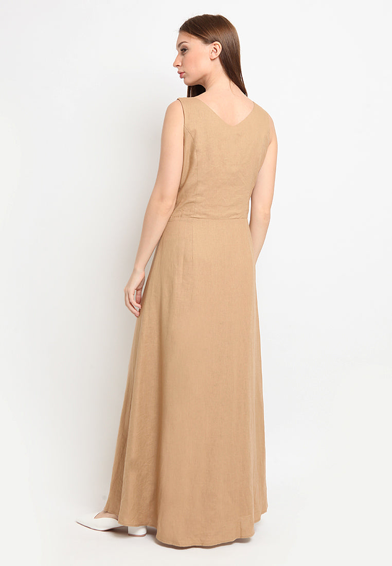 Linen Blend Hi-lo Midi Dress