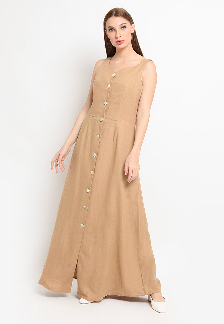 Linen Blend Hi-lo Midi Dress
