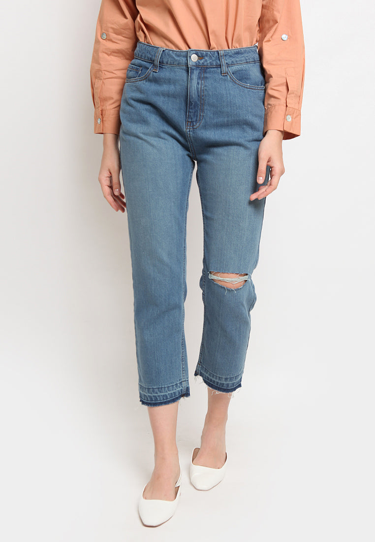 High Waist Ripped Denim