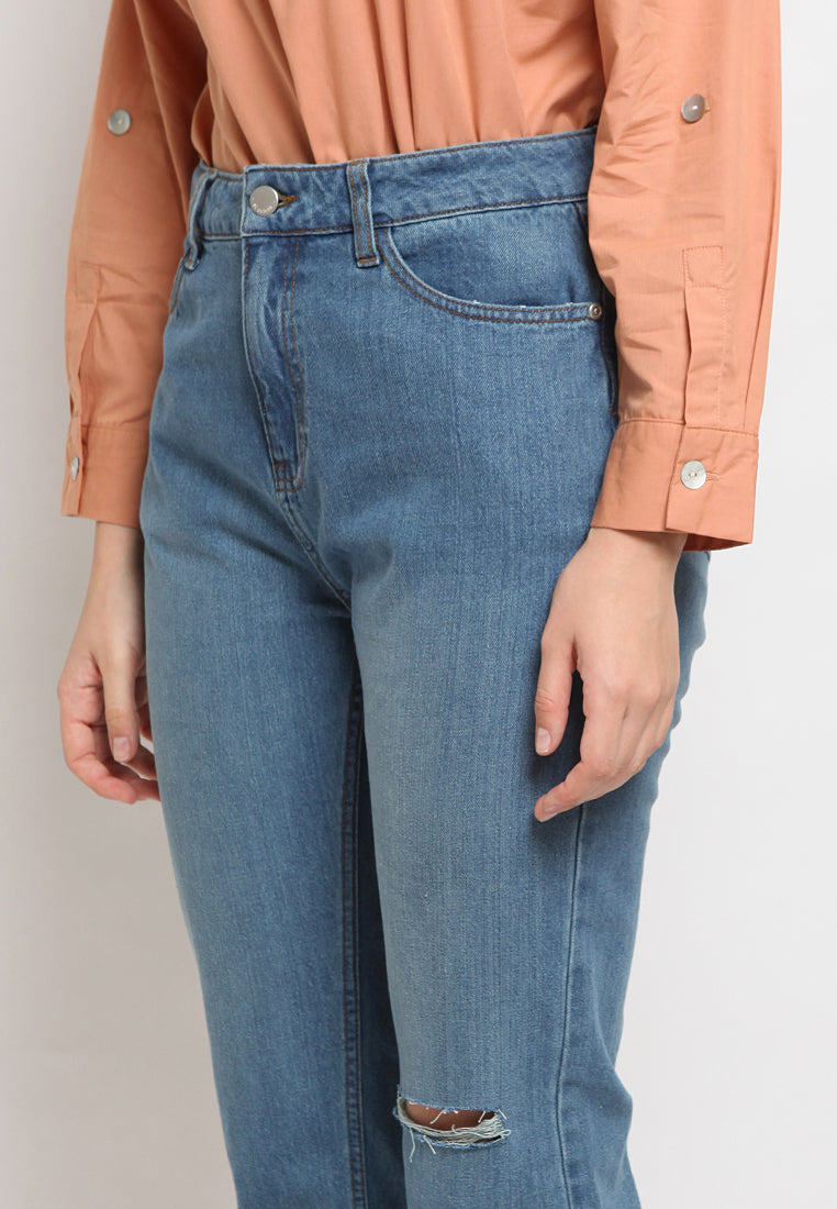 High Waist Ripped Denim
