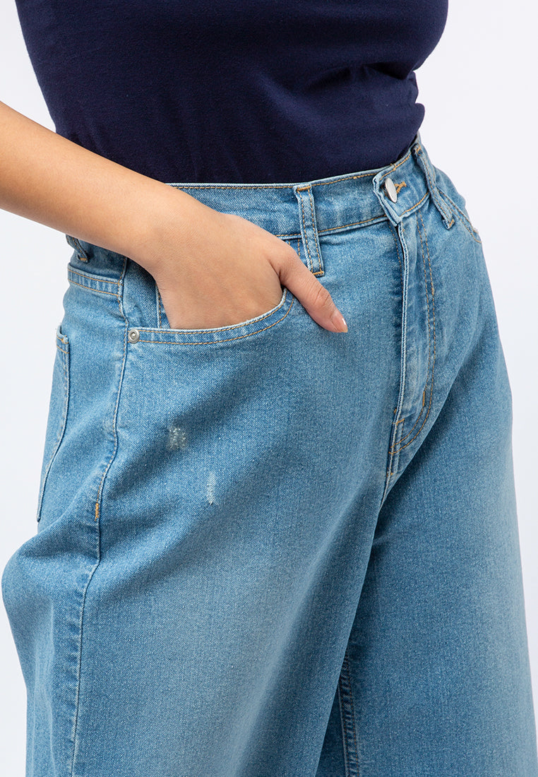 High Waist Straight Denim Pants