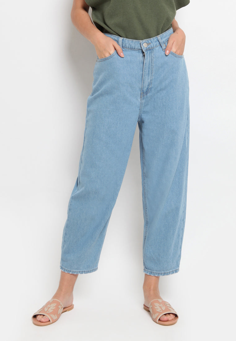 Barrel-leg Denim Pants