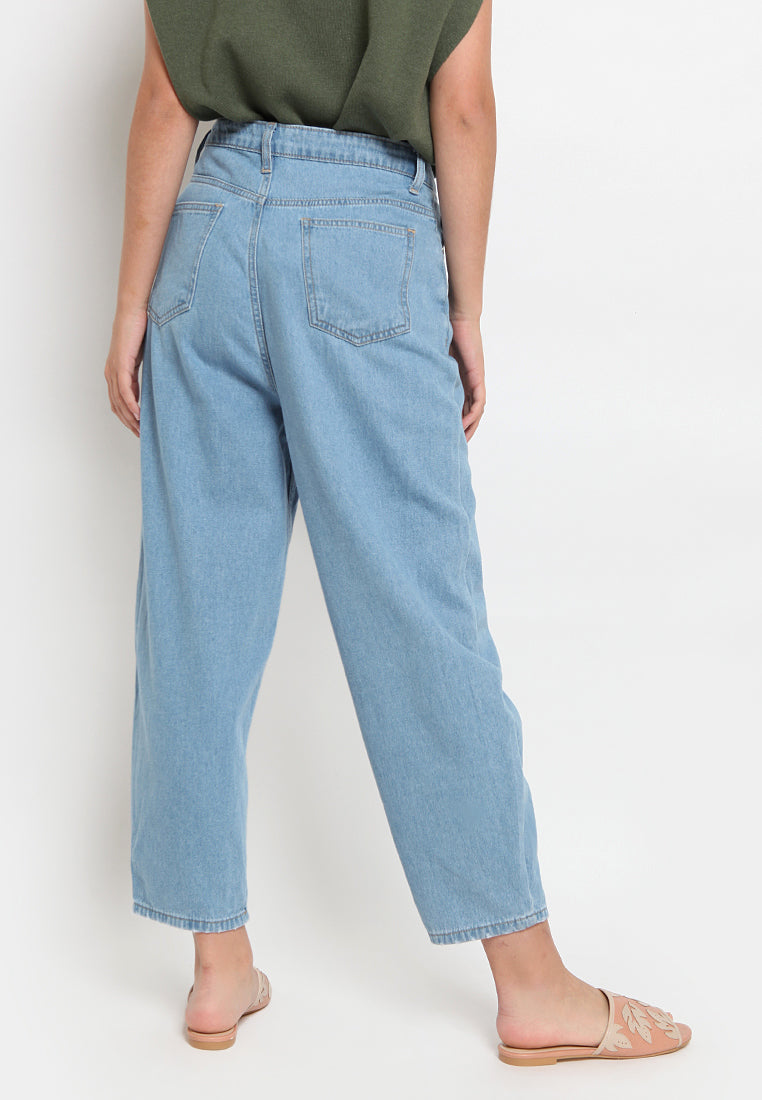 Barrel-leg Denim Pants