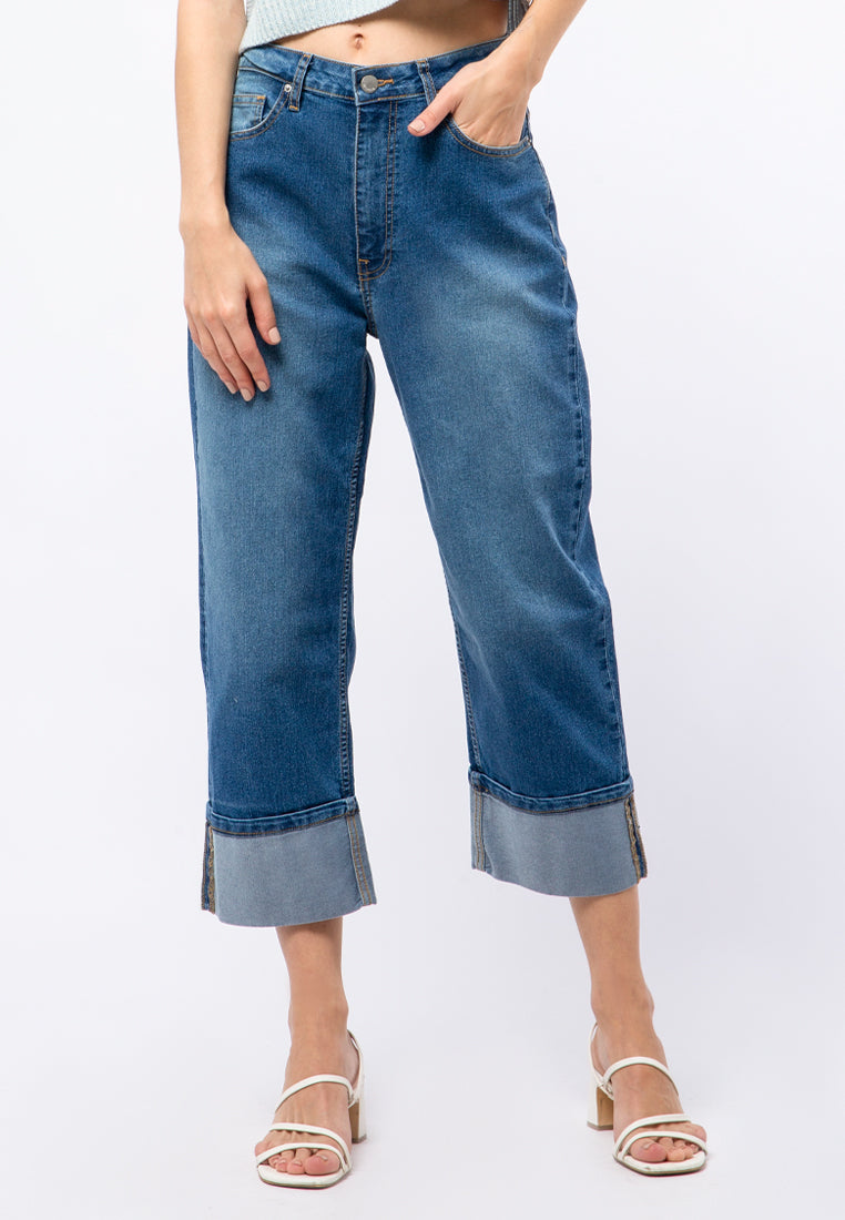 Highwaist Rolled Up Denim Pants
