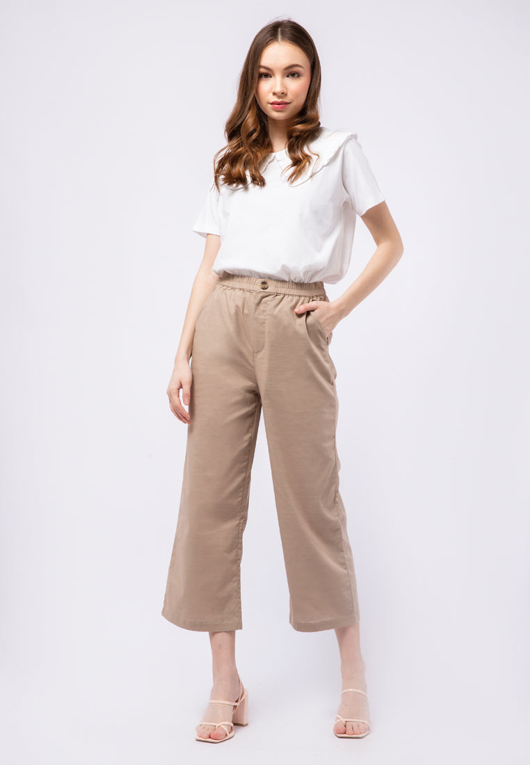 High Waist Pants with Elastic Band