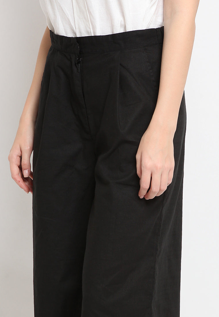 High Waist Wide Leg Cotton Pants