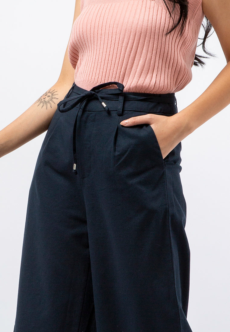 High Waist Linen Blend Pants