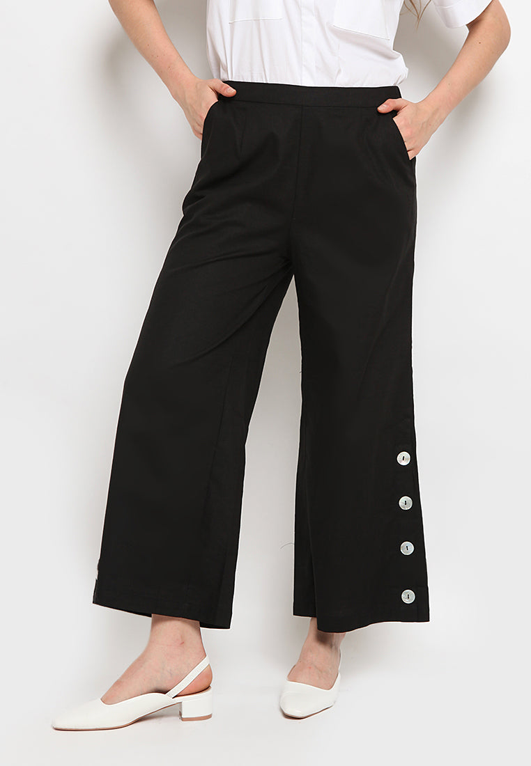 Wide Leg Pants with Side Button