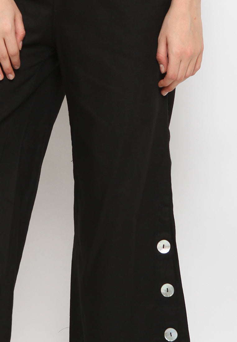 Wide Leg Pants with Side Button