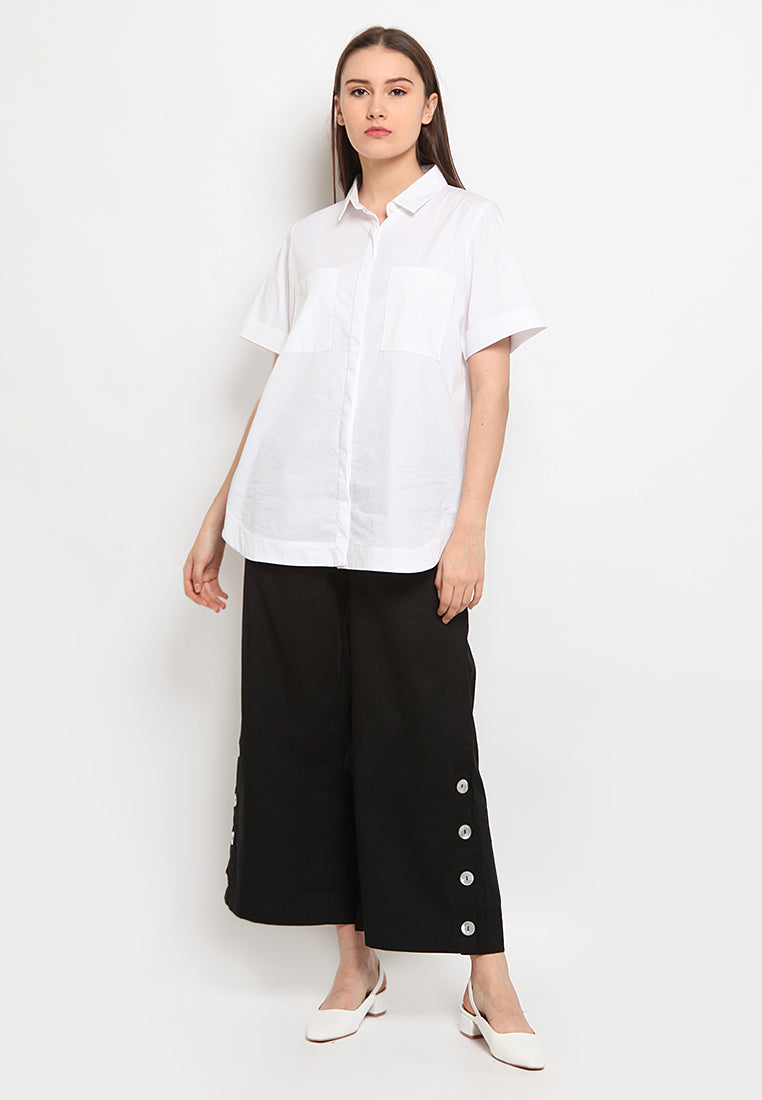 Wide Leg Pants with Side Button