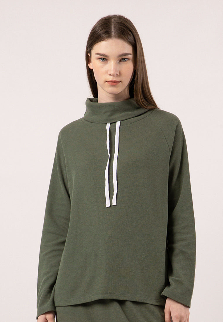 Loose Sweatshirt Cowl Neck