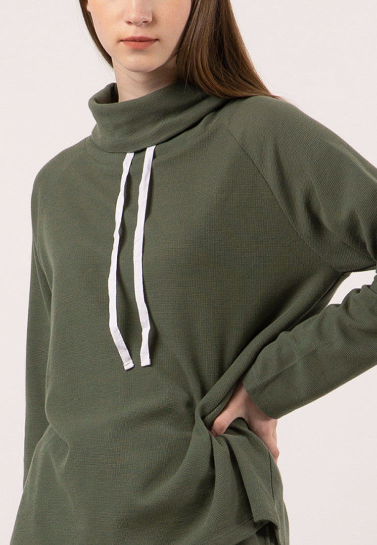 Loose Sweatshirt Cowl Neck