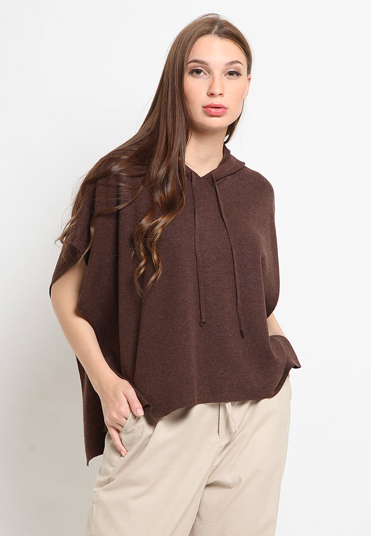 Poncho With Hoodie Sweater