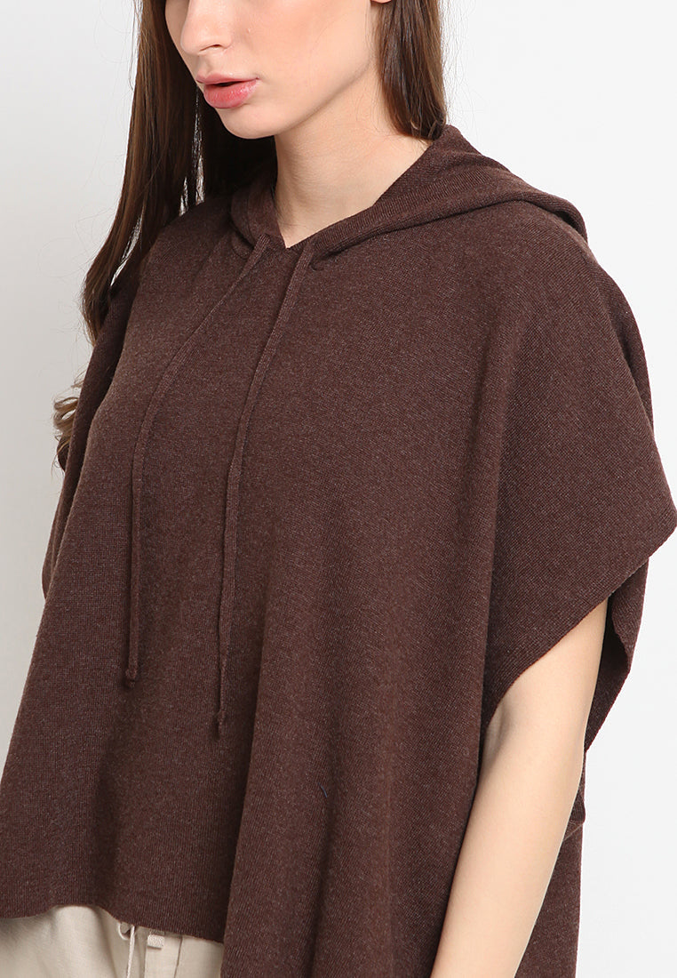Poncho With Hoodie Sweater