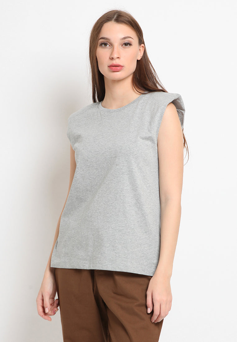 Sleveeless T-shirt with Shoulder Pads