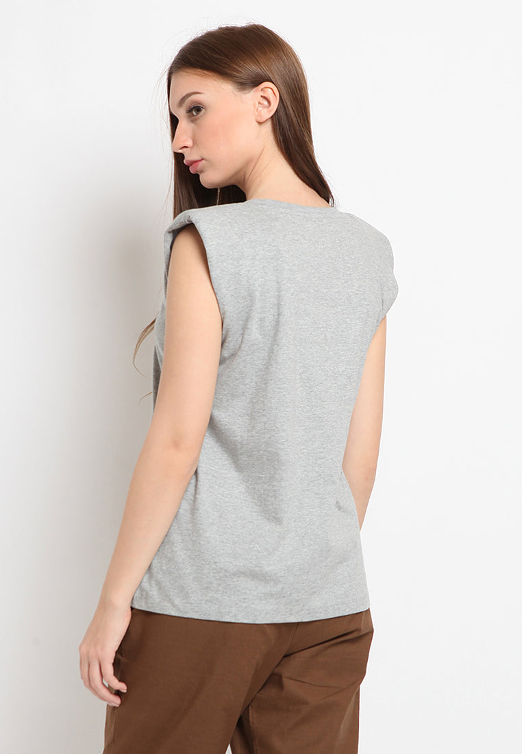 Sleveeless T-shirt with Shoulder Pads