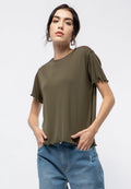 Short Sleeve T-shirt with Lettuce Hem